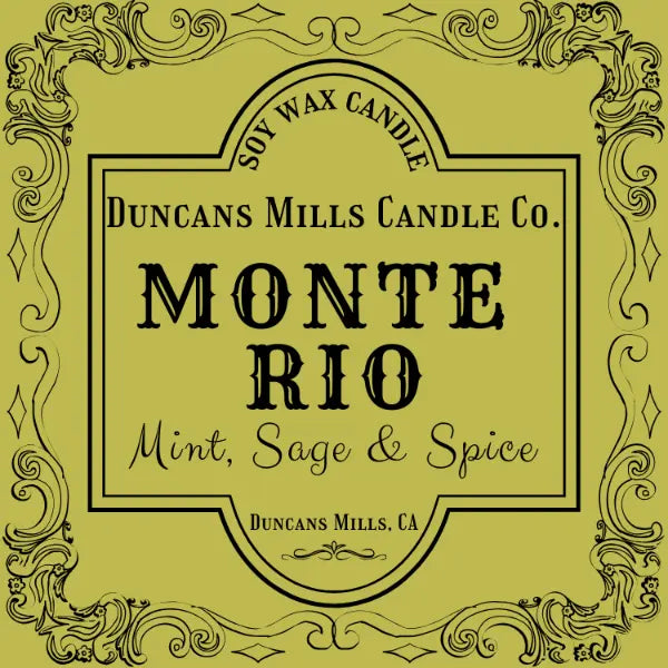 Monte Rio soy wax candle with mint, sage and spice notes in tin by Duncans Mills Candle Co.
