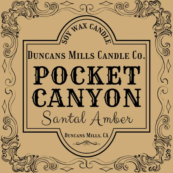 Pocket Canyon soy wax candle with santal and amber notes in tin by Duncans Mills Candle Co.