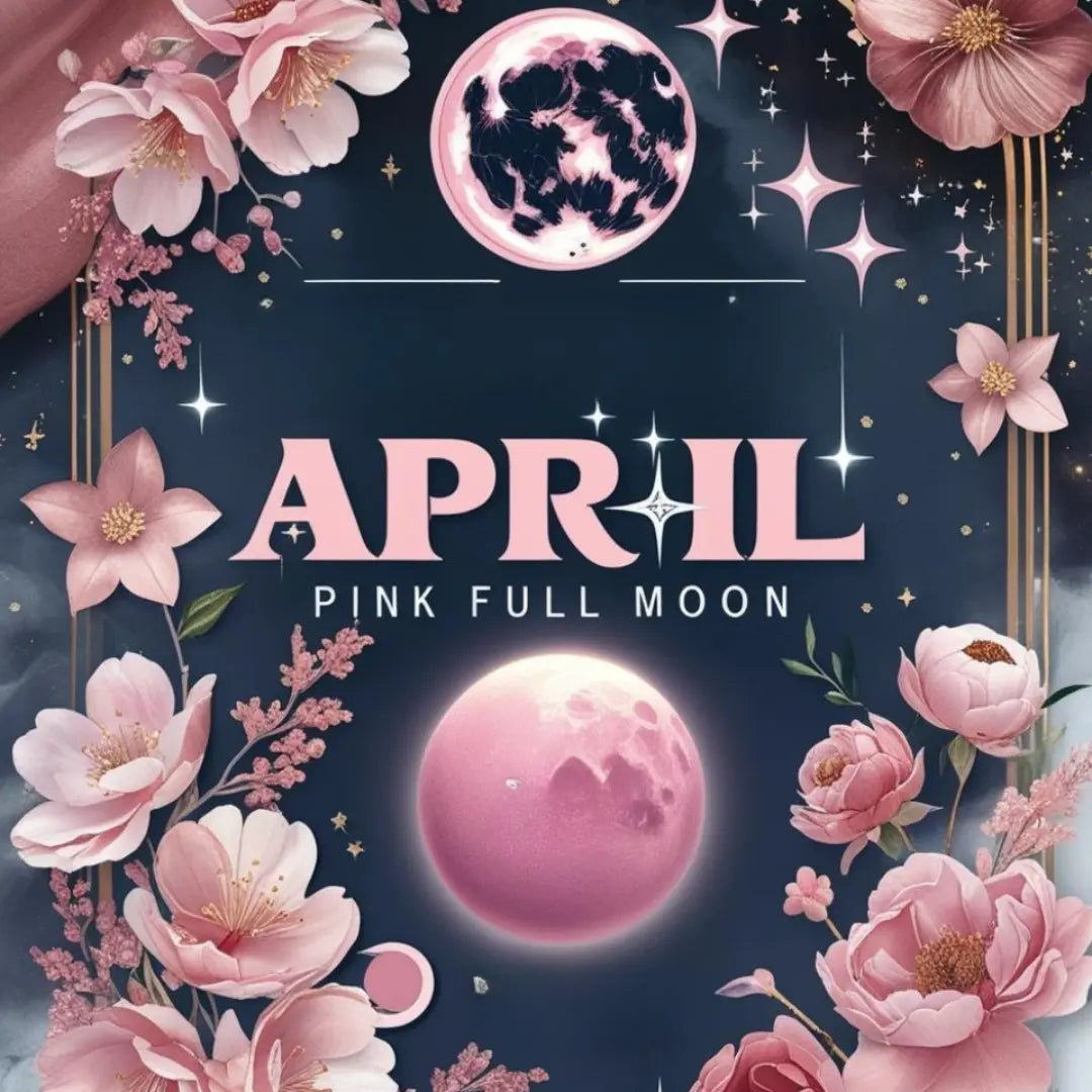 Pink Moon limited-edition candle promotional graphic featuring magnolia and peony fragrance by Duncans Mills Candle Co.