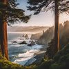 AI generated image of Sonoma Coast with Redwood trees