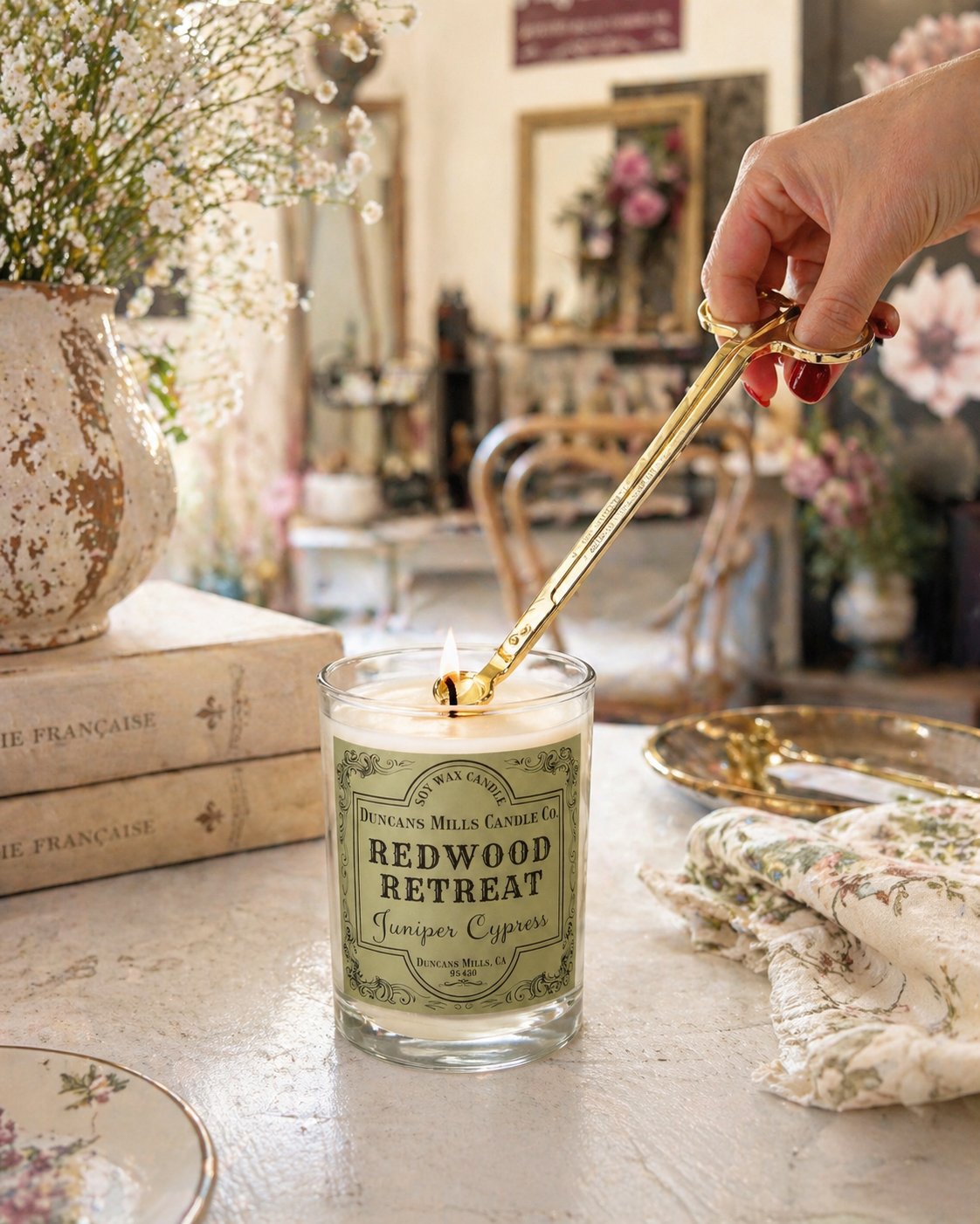 Wick Trimmer and the Redwood Retreat in the Candle Shop