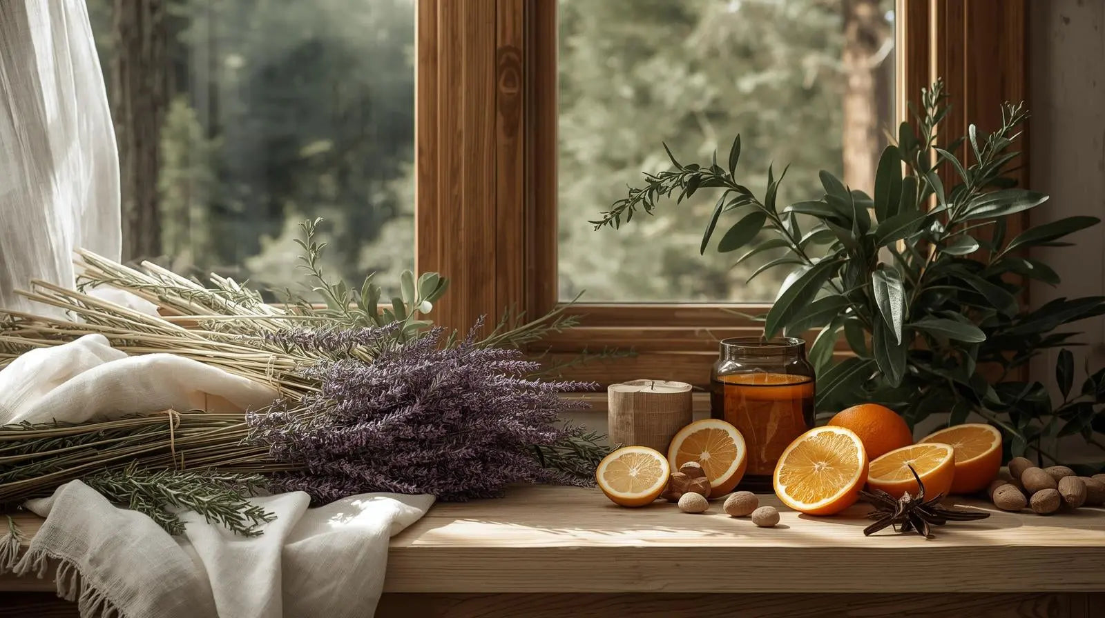Lavender, Citrus and Herbs in a Kitchen Window