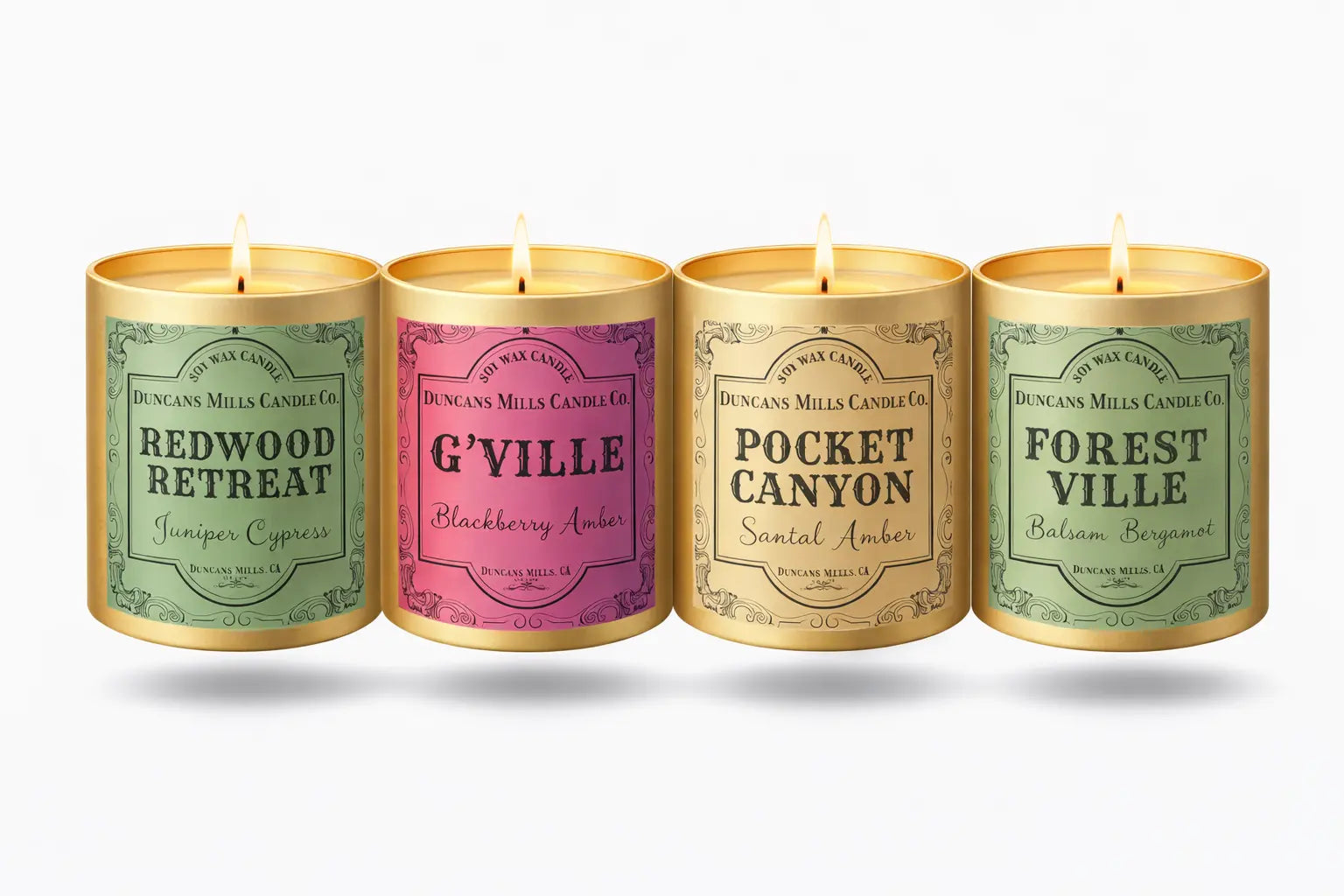 Infinity Tin Russian River Candle Collection: Redwood Retreat, G'Ville, Pocket Canyon, Forestville