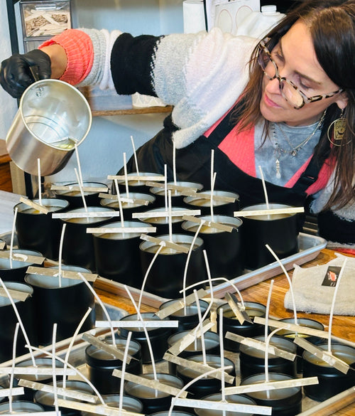 Stephanie pouring candles
