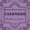 Elegant purple label image: Soy Wax Candle, Duncans Mills Candle Co., Cashmere, Blackberry Amber, Duncans Mills, CA