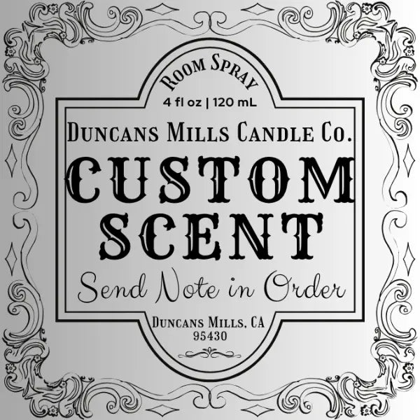 Custom linen and room spray label by Duncans Mills Candle Co. for personalized fragrance blends
