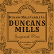 Elegant dark-mustard-colored label image: Soy Wax Candle, Duncans Mills Candle Co., Duncans Mills, Sugared Pine, Duncans Mills, CA