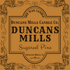 Elegant dark-mustard-colored label image: Soy Wax Candle, Duncans Mills Candle Co., Duncans Mills, Sugared Pine, Duncans Mills, CA