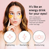 Woman with energy drink for your eyes under eye treatment gels on her face.