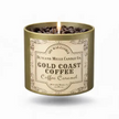 Gold Coast Coffee Infinity Tin candle with visible label on a white background