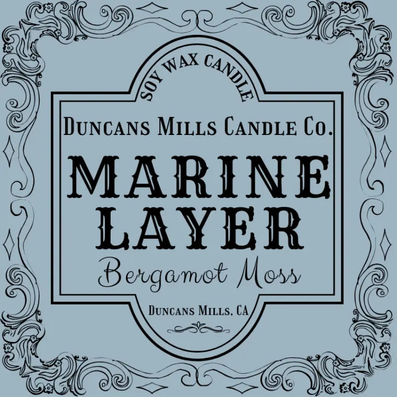 Marine Layer soy wax candle with bergamot and moss notes in tin vessel by Duncans Mills Candle Co.