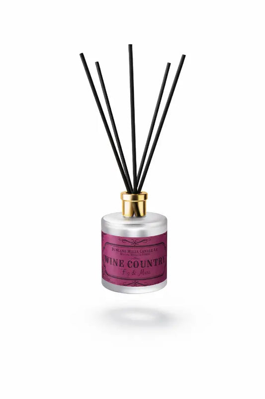 Wine Country reed diffuser with fig and moss notes in glass bottle by Duncans Mills Candle Co.
