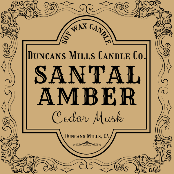 Santal Amber Candle Label Cedar Musk