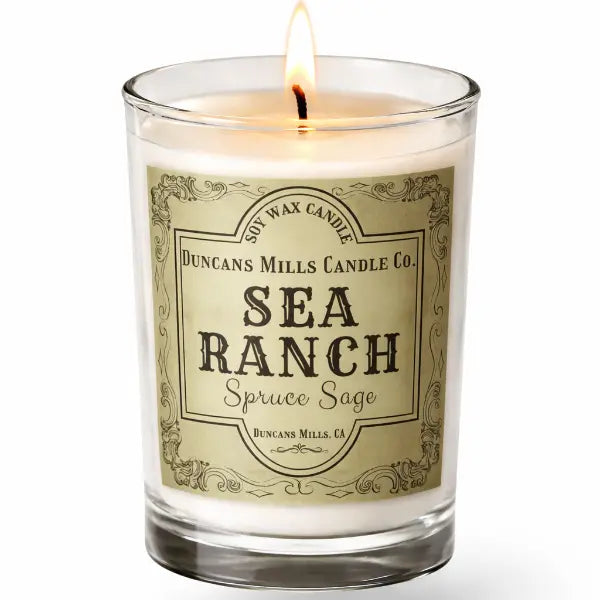 Cafe Glass Candle with 'Sea Ranch' label on a white background