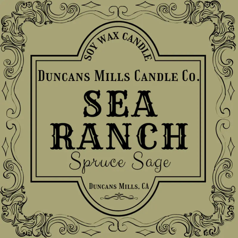 Sea Ranch soy wax candle with spruce and sage in tin vessel by Duncans Mills Candle Co.