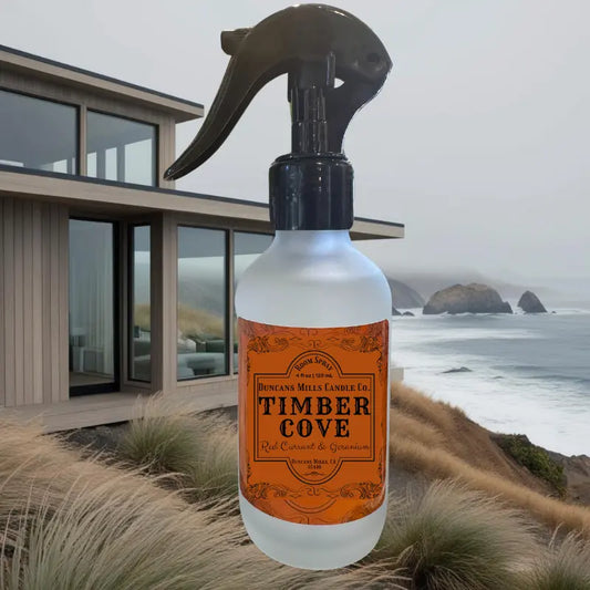 Timber Cove linen and room spray with red currant and geranium notes by Duncans Mills Candle Co.