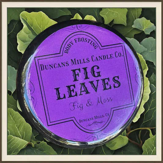 Fig Leaves whipped body frosting with fig and moss in glass jar by Duncans Mills Bath & Body